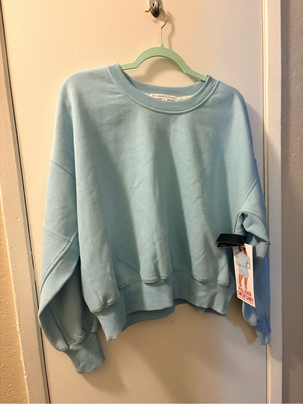 Celebrity Pink Light Blue Oversized Crewneck Sweatshirt